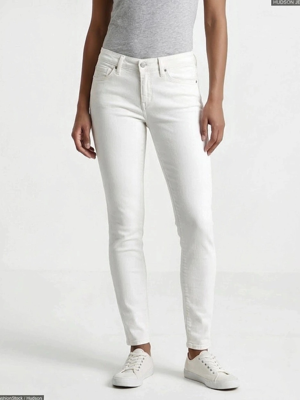 Hudson Nico Mid-Rise Super Skinny Jeans Skinny Jeans in White Waist 26 Like New